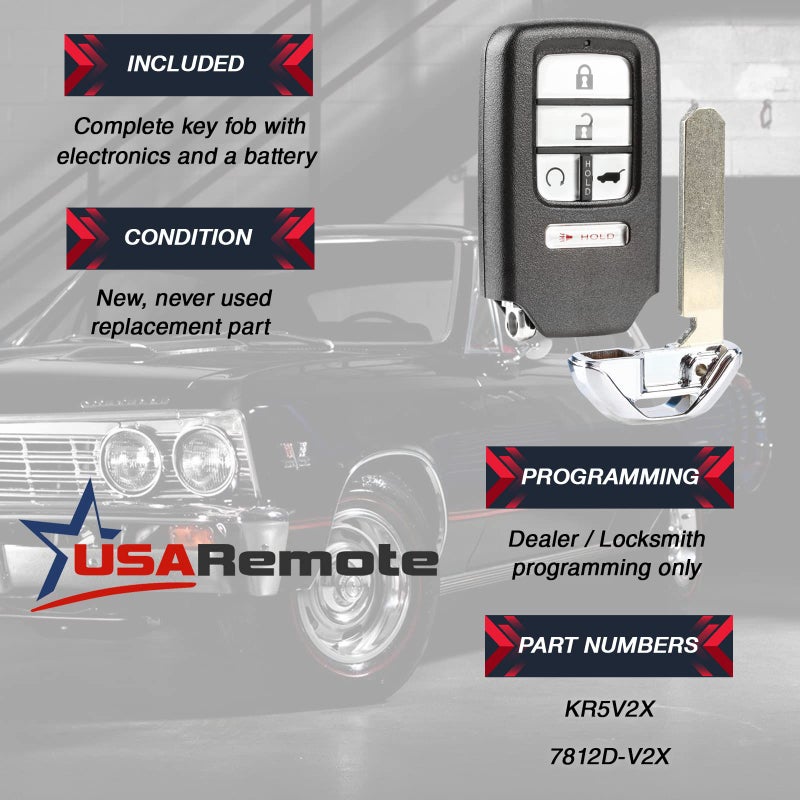 USARemote fits 2016 2017 2018 Honda Civic CR-V Pilot Smart Key Fob Keyless Entry Remote (KR5V2X) - Image 3